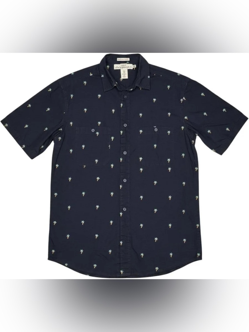 H&M Men’s Navy Palm Tree Button-Up Shirt Size Large NWT
